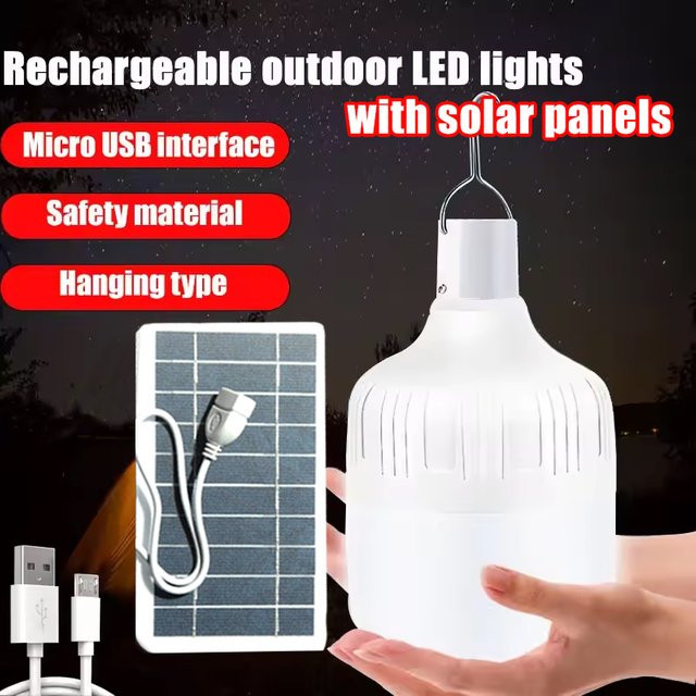 VENUSWING Tragbare Solar-LED-Laterne in Weiß mit USB-Ladefunktion und Aufhängung für Garten und Camping - Bild 1