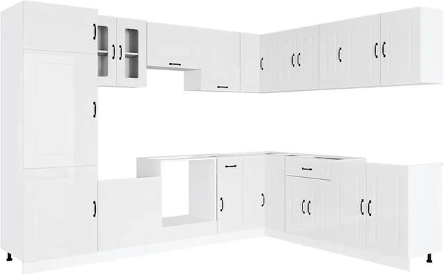 vidaXL Küchenschrank-Set Kalmar, 14-teilig, Hochglanz Weiß - Bild 1