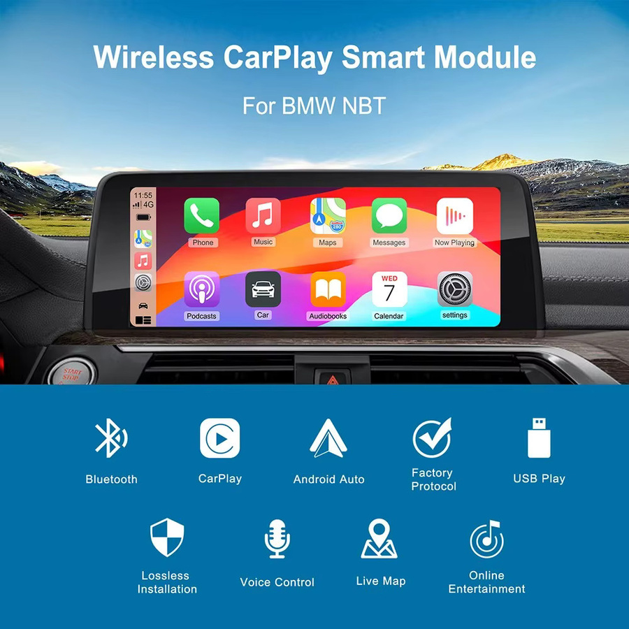 CARABC Wireless CarPlay und Android Auto Adapter für BMW NBT CIC sowie MINI Serie in Schwarz - Bild 2