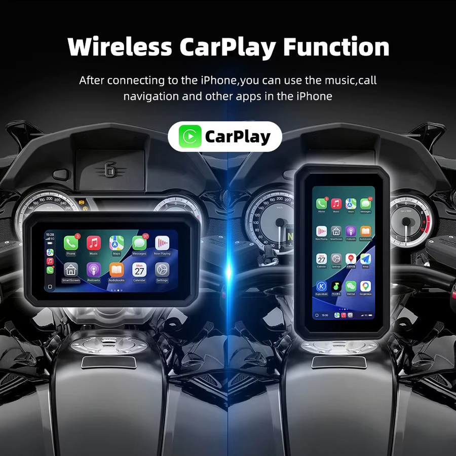 EKIY Kabelloses CarPlay und Android Auto Motorrad-Navigationssystem mit 6,0 Zoll Display und GPS in Schwarz - Bild 3