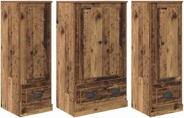 vidaXL Highboard 3-teilig aus Holzwerkstoff in Braun mit Schubladen und Türen, B/T/H: 103,5 x 35,5 x 60,0 cm