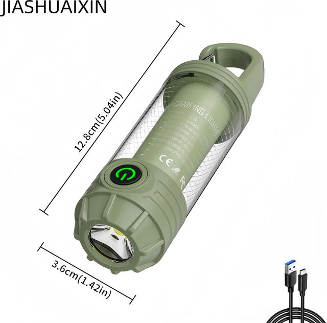 JIASHUAIXIN Wiederaufladbare LED-Campinglampe mit Haken und 3 Lichtmodi für Notfälle - Bild 1