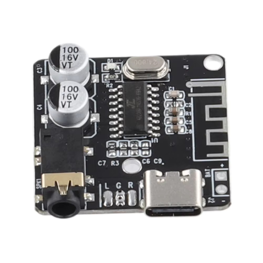 ALLOYSEED Bluetooth 5.0 Audio Empfänger Modul, MP3 Verlustfreier Decoder mit AUX und Typ-C, Schwarz - Bild 2