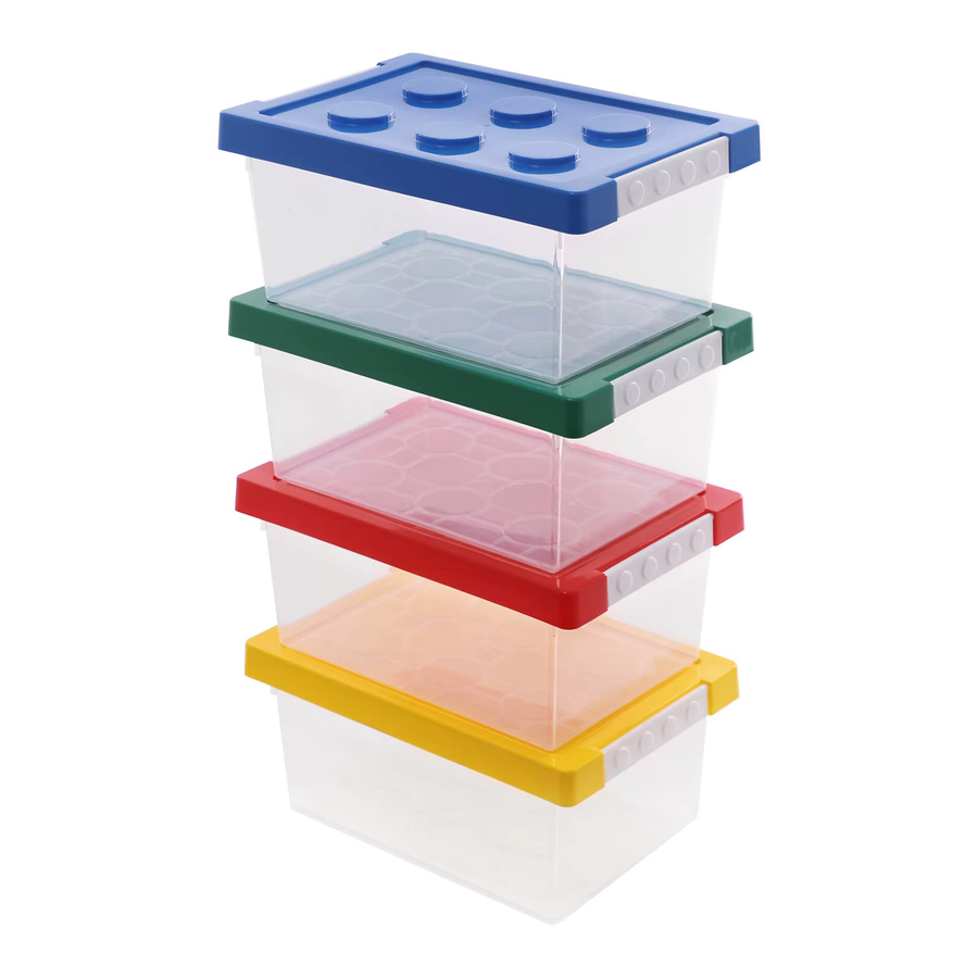 Bymaocar Aufbewahrungsboxen für Kinderbausteine und Spielzeug, 4er-Set, transparent, stapelbar, Volumen: 5 l und 9 l - Bild 2