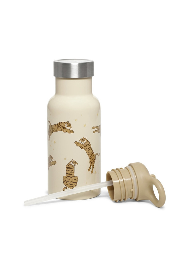 Konges Sløjd Thermo Trinkflasche mit Strohhalm Tiger, Beige, 350 ml - Bild 1