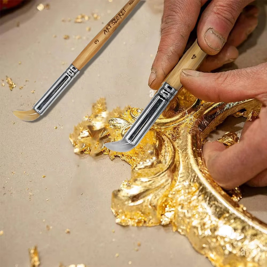 Achat-Polierer für Goldfolie und Silberblatt in Gold, rund und gebogen für Buchbinderei und Bastelarbeiten - Bild 3