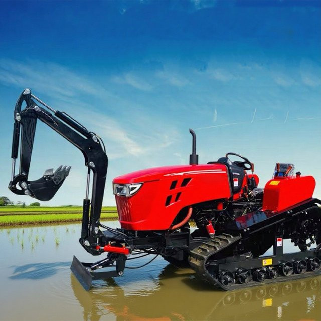 Raupentraktor in Rot mit 35 PS als Mini-Schienenfarm und vielseitige Landmaschine für Obstgärten und Ackerland - Bild 1