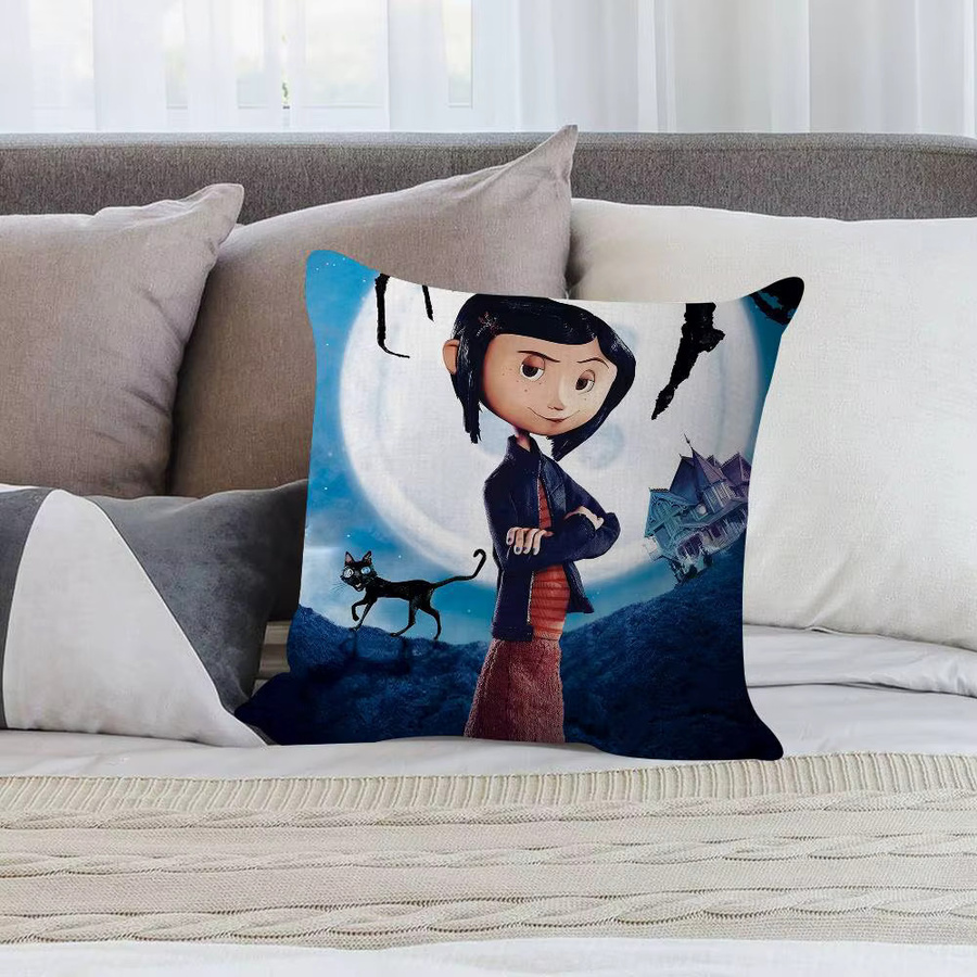 Beast Kingdom 5D Anime C-Coraline Kissenbezug im Farmhouse-Stil, quadratisches Dekokissen in Blau, B/T/H: 30 x 30 x 30 cm - Bild 5