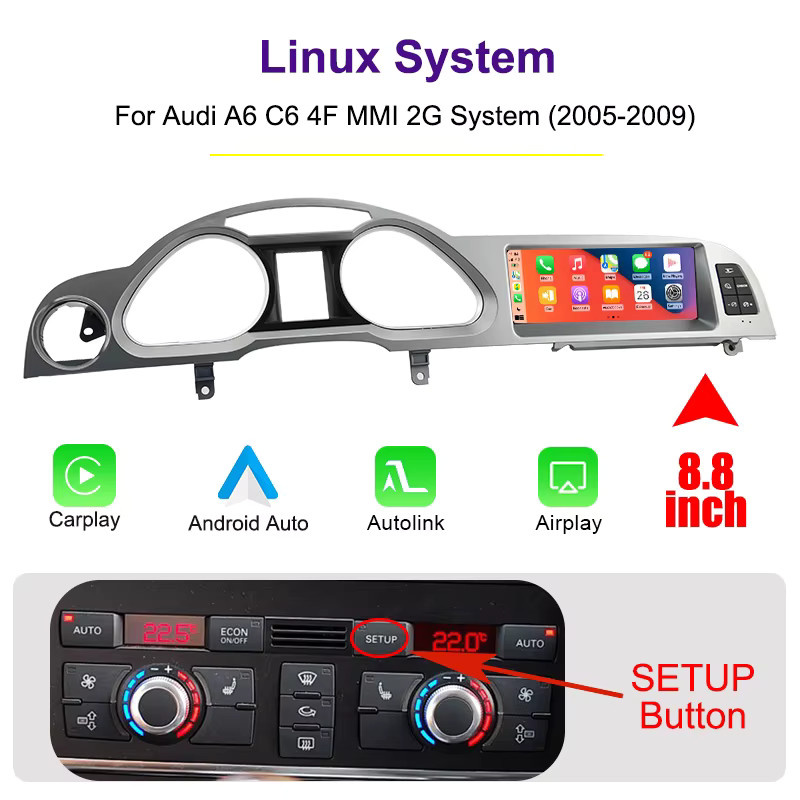 AUTOTOP 8,8-Zoll Linux Autoradio für Audi A6 C6 4F 2005-2012 mit Carplay, Android Auto, Mirror-Link und Rückfahrkamera in Schwarz - Bild 7