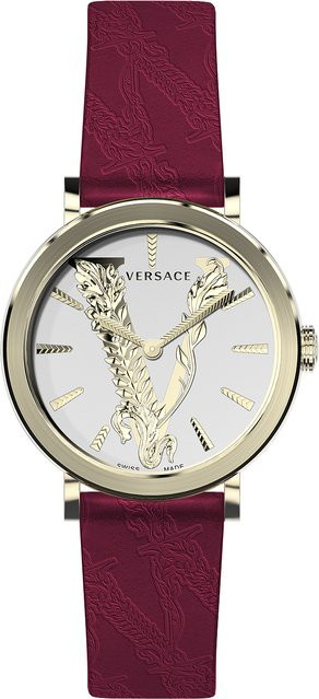 Versace Damenuhr, Quarz, Edelstahl, 36 mm, Silber, Leder, 5 ATM - Bild 1