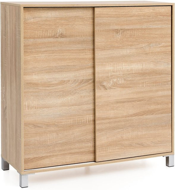 Moderner Schuhschrank aus MDF in Braun und Silber, B/T/H: 97 x 32 x 108 cm - Bild 1