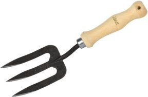 Ideal Handgabel mit 3 Zinken aus Spezialstahl und Buchenstiel, braun, Länge: 15,5 cm - Bild 1