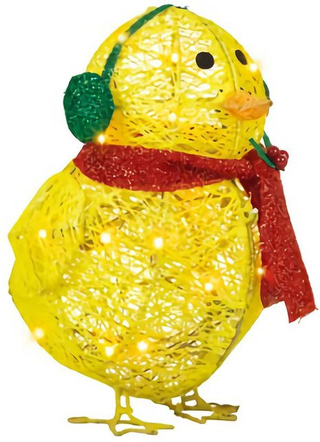 Gelbes Küken mit Schal als Deko-Gartenskulptur von TOMTOP JMS für Ostern und Garten - Bild 1