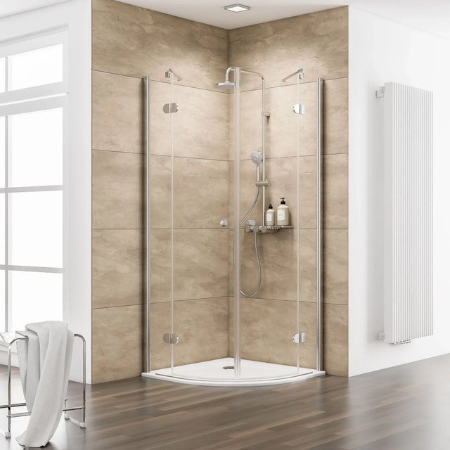 Schulte Master Class Runddusche 4-teilig aus Echtglas, transparent, B/B: 90 x 90 cm - Bild 1