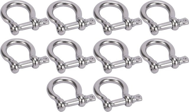 NERISXB Bogenförmiger Lastschäkel aus Edelstahl 304 in Silber, 10er-Pack - Bild 1