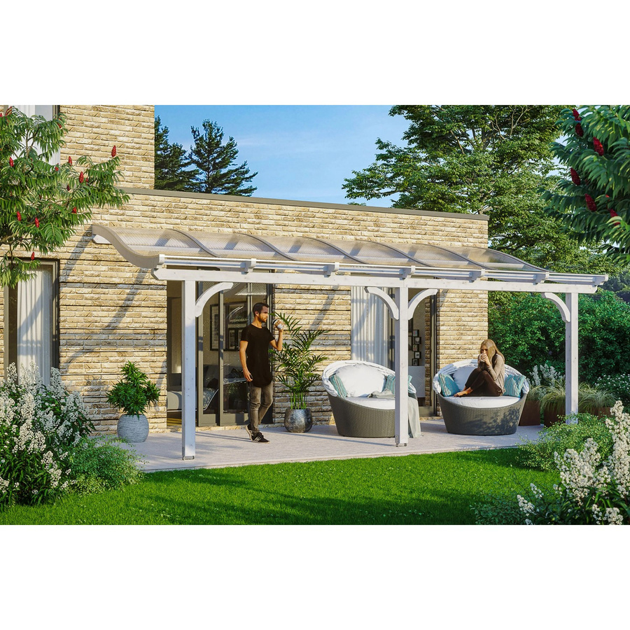 Skan Holz Terrassenüberdachung Venezia aus Leimholz mit Polycarbonat-Dach in Weiß, B/T/H: 648 x 389 x 310 cm - Bild 2