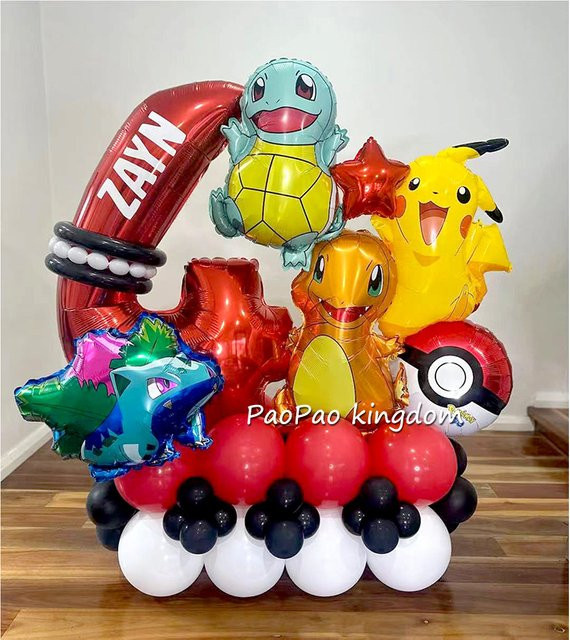 Potdemiel Pokemon Pikachu Folienballons Set, Latex Ballons - Bild 1