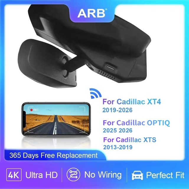 ARB 4K Dashcam Auto-Rekorder mit WLAN für Cadillac XT4 2019-2026, XTS 2013-2019 und OPTIQ 2025-2026, Schwarz - Bild 1