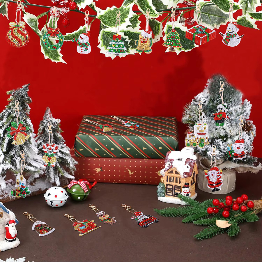 Diamant-Malset für Weihnachtsschlüsselanhänger, DIY Punkt-Diamant-Mosaik, 21-teiliges Set - Bild 4