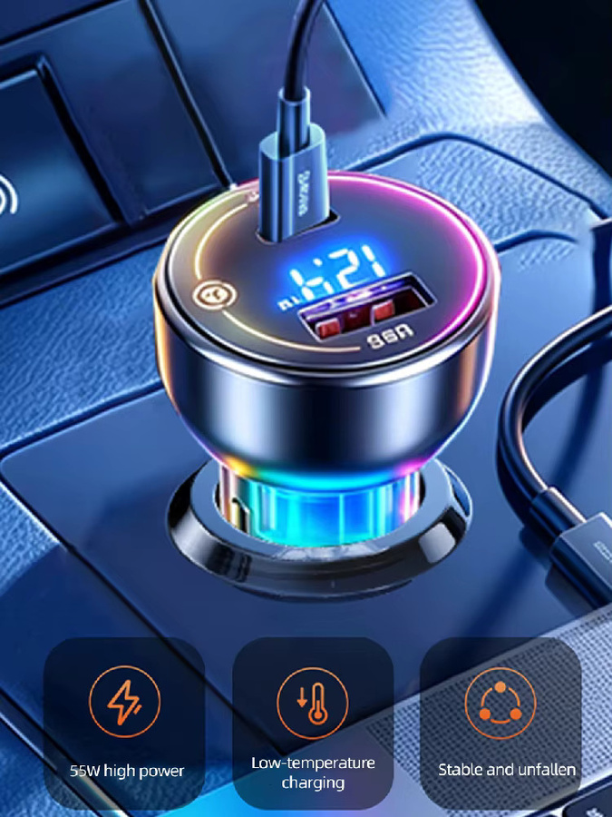 Kebidumei 55W Auto-Schnellladegerät mit 2 Anschlüssen PD 30W USB-C und 22,5W für iPhone, Samsung und Xiaomi - Bild 6