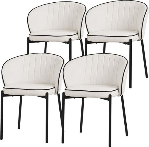 4er Set Esszimmerstühle ML-Design in Beige mit Armlehnen und Metallbeinen - Bild 1