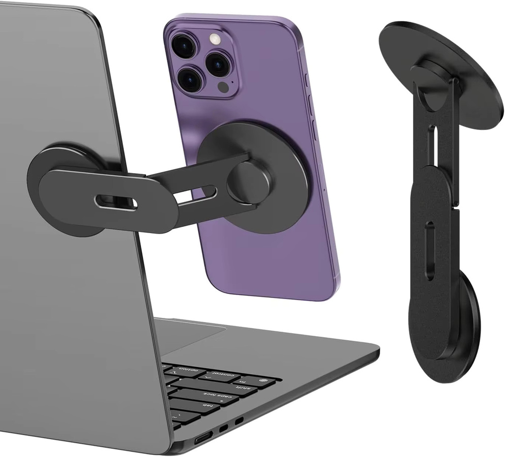 CloudValley Magnetischer Laptop- und Telefonständer, Verstellbarer Kamera-Handyhalter und Faltbarer Ständer für Tesla, PC und Monitor, Schwarz - Bild 2