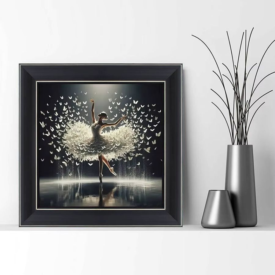 Potdemiel DIY 5D Diamant-Mosaik Set mit Ballett-Mädchen und Schmetterling in Multicolor, Vollbohr-Stickerei für Handarbeit und Deko - Bild 3