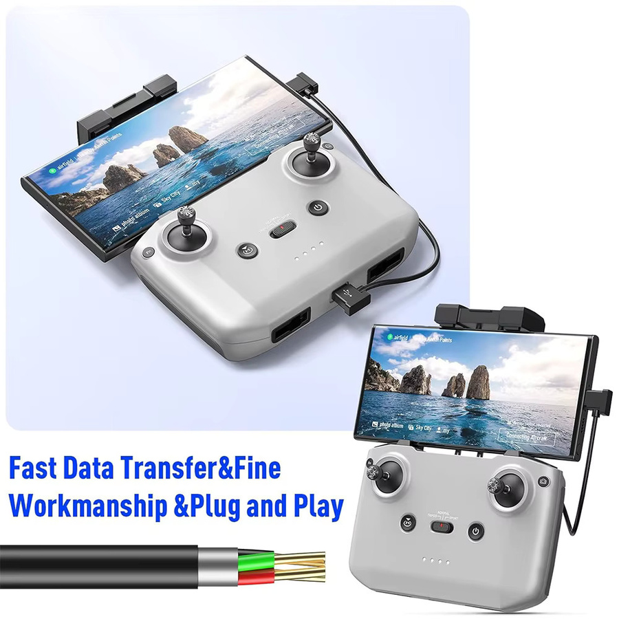 HAPPORIA USB-C auf USB-C OTG Datenkabel in Schwarz für DJI Mini 2 3 Pro, Air 2S, Mavic Air 2 und Pocket 2 zur Verbindung von Fernbedienung, Telefon und Tablet - Bild 5