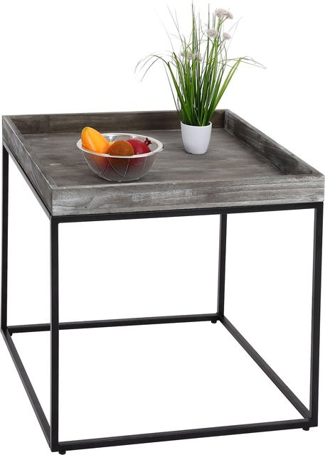 Beistelltisch MCW K71 aus Paulownia-Holz und Metall in Dunkelgrau, B/T/H: 60 x 60 x 60 cm - Bild 1