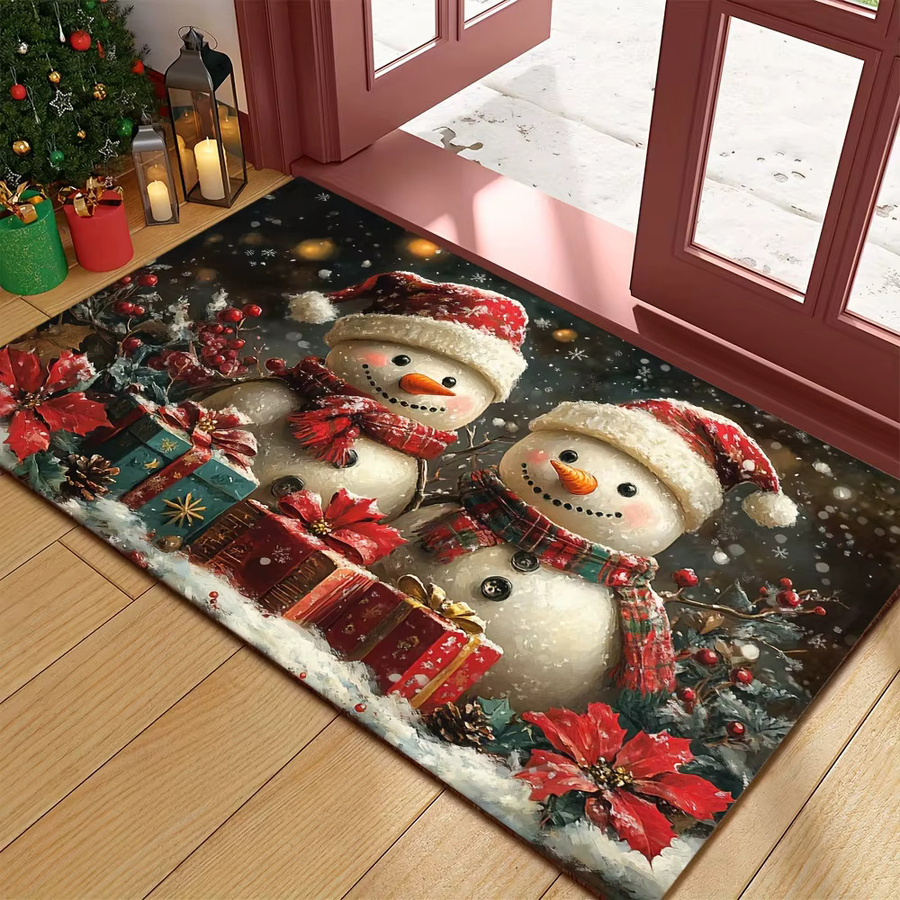 VIKAMA Weihnachts-Schneemann Willkommensmatte für Innen und Außen, wetterfest und schmutzabweisend, Mehrfarbig, B: 80 cm, T: 50 cm - Bild 2
