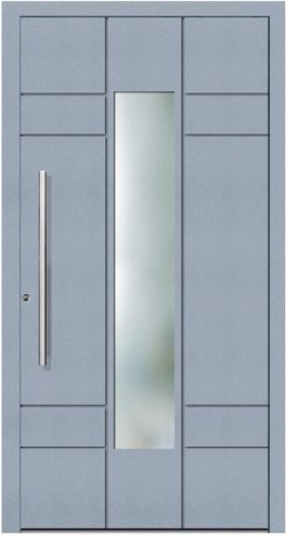 KNOCK Aluminium-Haustür Terra Nova in Grau mit Glaseinsatz und RC2-Schutz, Höhe: 200,0 cm, Breite: 100,0 cm - Bild 1
