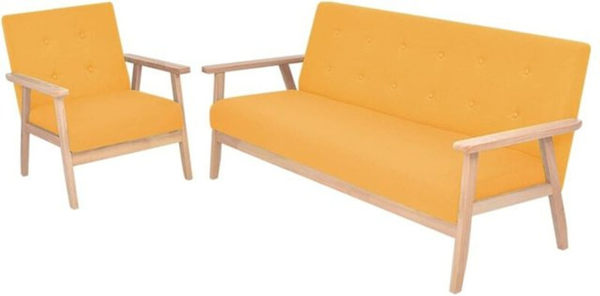 2-teilige Sofagarnitur aus Stoff in Gelb im skandinavischen Design von vidaxl - Bild 1
