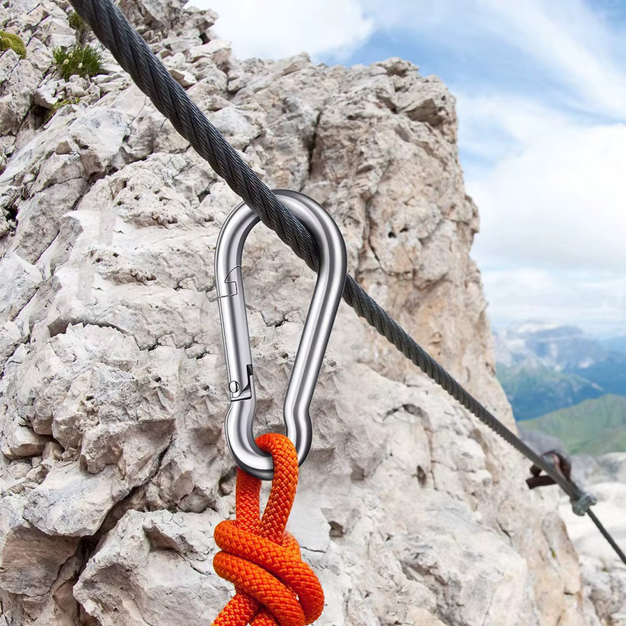 10 Stück NERISXB Karabiner Quick Link Set aus 316 Edelstahl in Silber mit Federverschluss für M4 M5 M6 M7 M8 - Bild 2