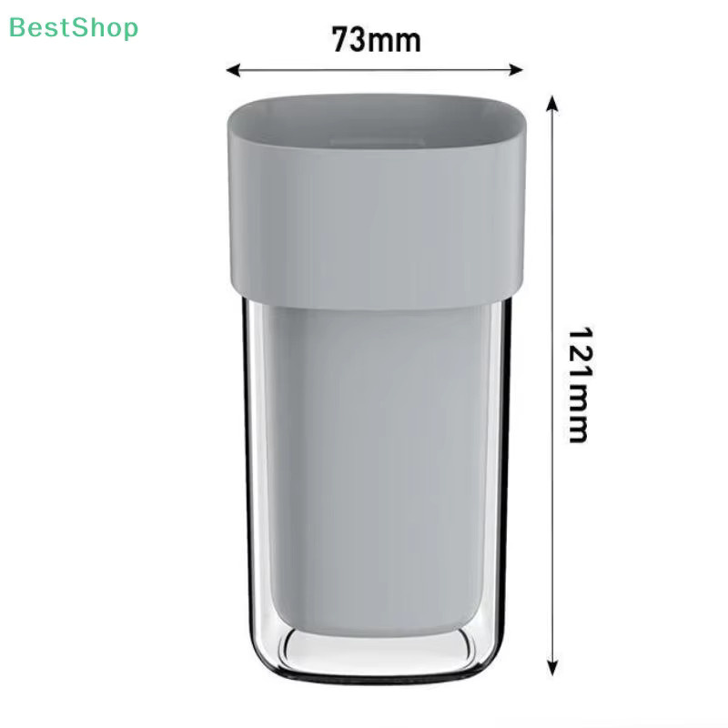 HNKMP Tragbarer Reise-Toilettenbecher und 2-in-1-Zahnbürstenhalter aus Kunststoff in Transparent, Höhe: 12,1 cm, Breite: 7,3 cm - Bild 4