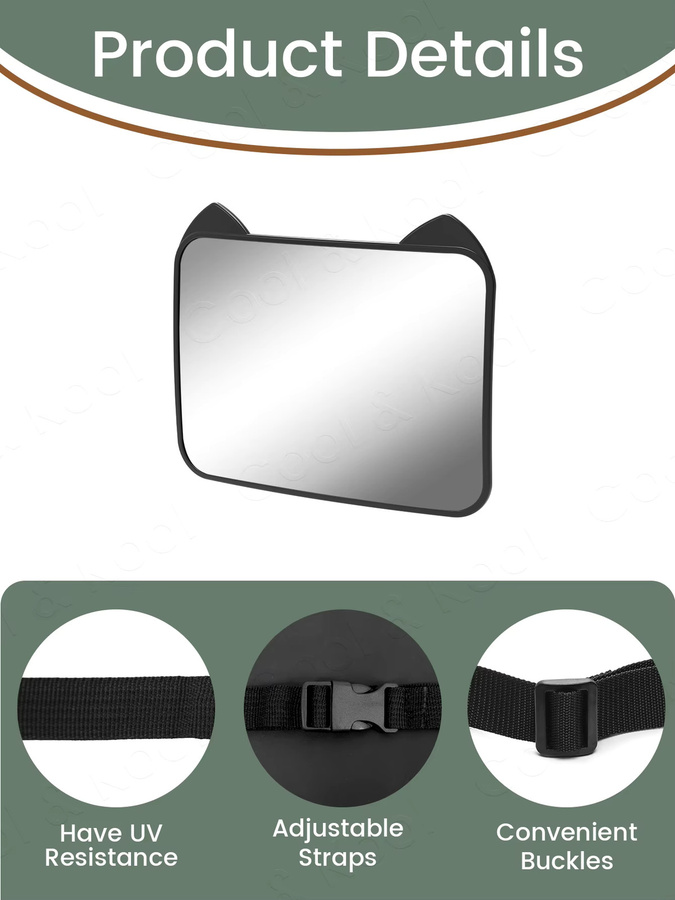 Kisslanding HD Anti-Glare Baby-Autospiegel mit Weitwinkel und Verstellbarkeit in Pink oder Schwarz - Bild 3