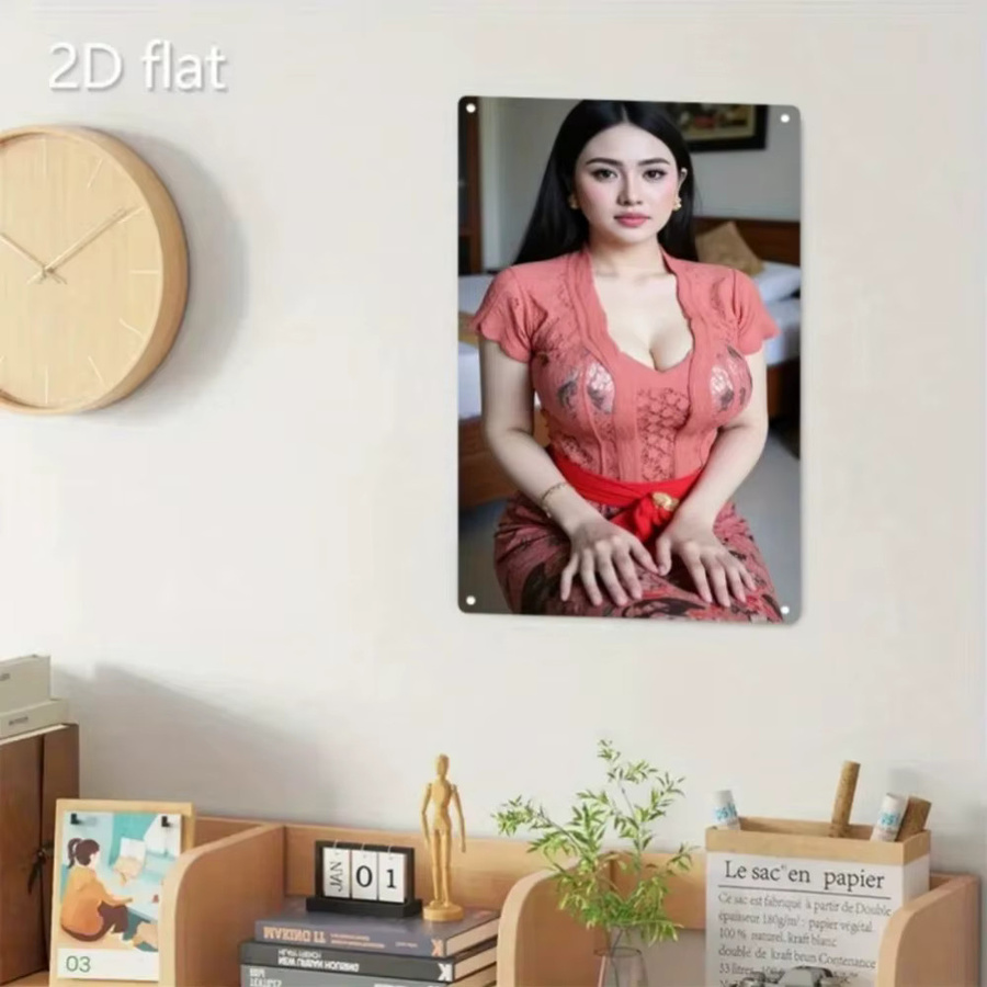 HELLOYOUNG Thai-Wanddekoration aus Metall mit orientalischem Frauenporträt in Rot und Gold - Bild 4