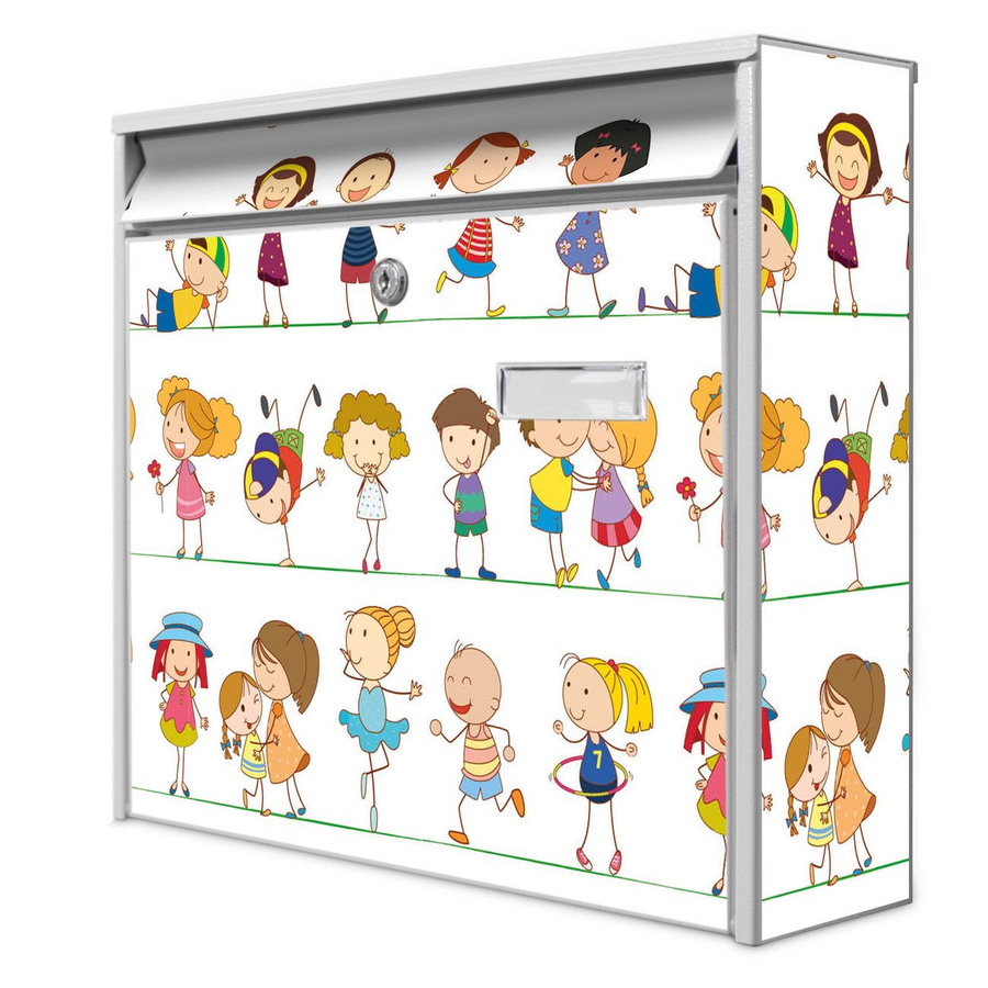 banjado Wandbriefkasten Mail Burg Wächter Motiv Kinder, weiß, B/H/T: 36 x 32 x 10 cm - Bild 1