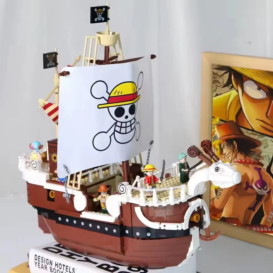 Hot Toys One Piece Bausteine Set Merry Luffy Boat mit 7 Figuren, 1054 Teile, Mehrfarbig - Bild 3