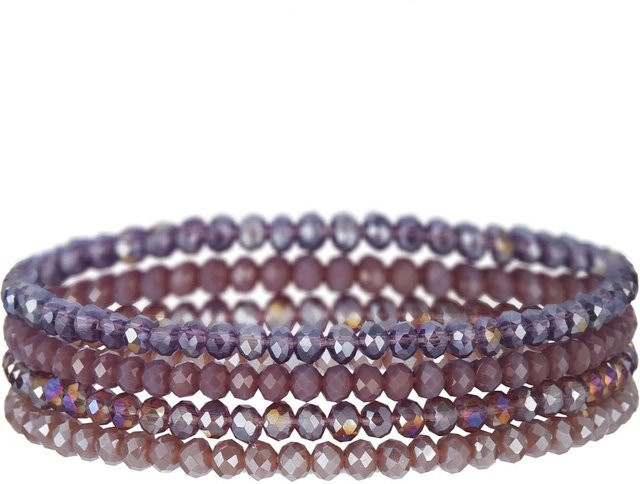 4-teiliges Set Stretch-Armband, violett, Damen Herren - Bild 1