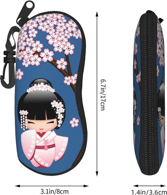Fancy Style Studio Brillenetui Sakura Kokeshi Puppe, Black - Bild 1