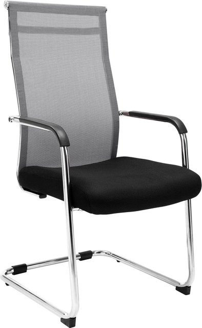 DELUKE Besucherstuhl DAKAR Konferenzstuhl in Grau aus Kunstleder mit Armlehnen, B/T/H: 54 x 65 x 107 cm - Bild 1
