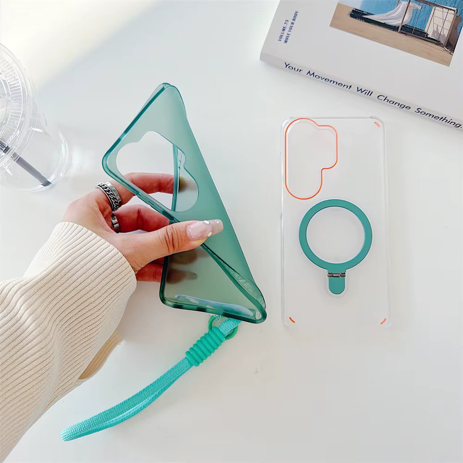 Xeber 2-in-1 Magnetische Handyhülle mit Handgelenkschlaufe für Samsung Galaxy S26 Ultra S25 Ultra S24 Plus, Stoßfeste Acryl Schutzhülle, Grün - Bild 1