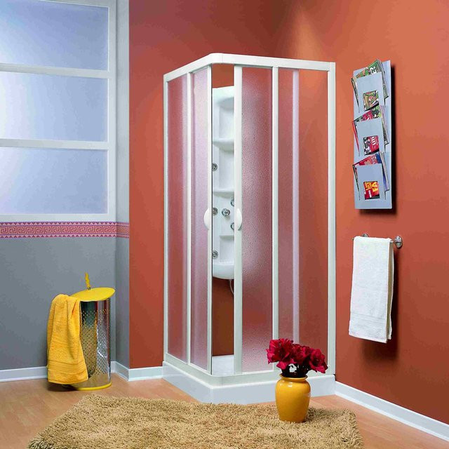 Eck-Duschkabine Vela Forte freistehend mit Schiebetür in Transparent, B/T: 75 x 75 cm - Bild 1