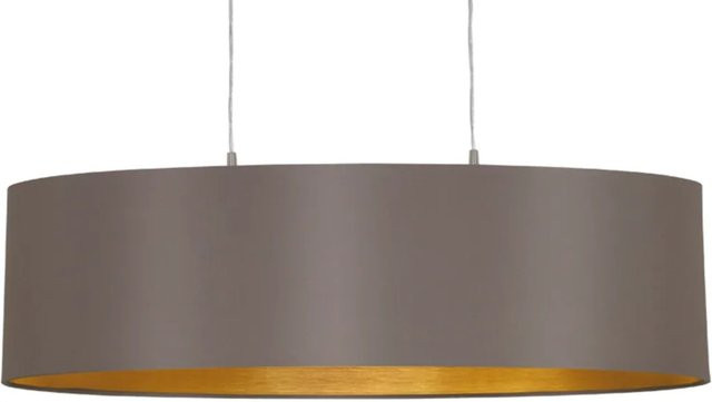 Eglo Pendelleuchte Maserlo 2-flammig in Cappuccino und Beige mit Stoffschirm und E27 Fassung - Bild 1