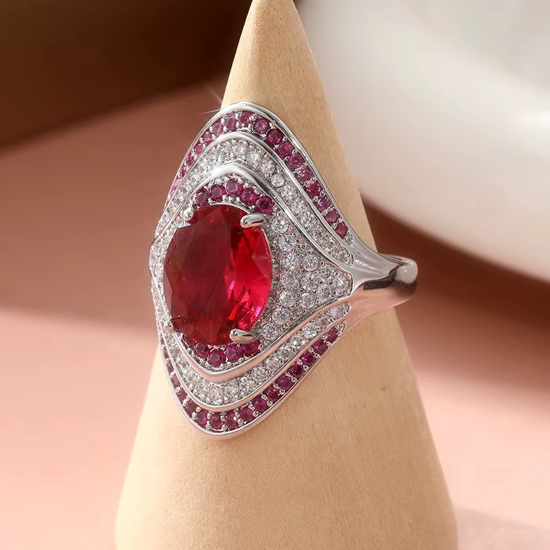 YoYo Ring, Silber, rote und weiße Zirkonia, Damen - Bild 3
