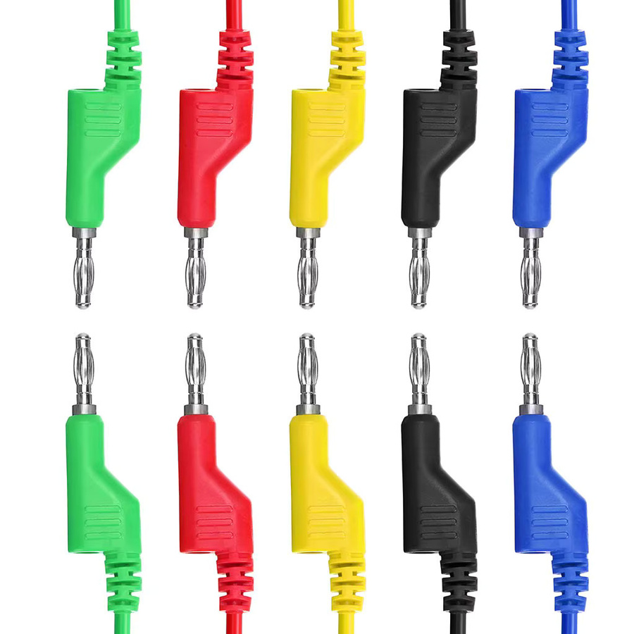 5-teiliges Bananenstecker-zu-Bananenstecker-Testkabel-Set in Multicolor mit 4mm stapelbaren Bananensteckern für Multimeter und elektrische Prüfungen - Bild 3