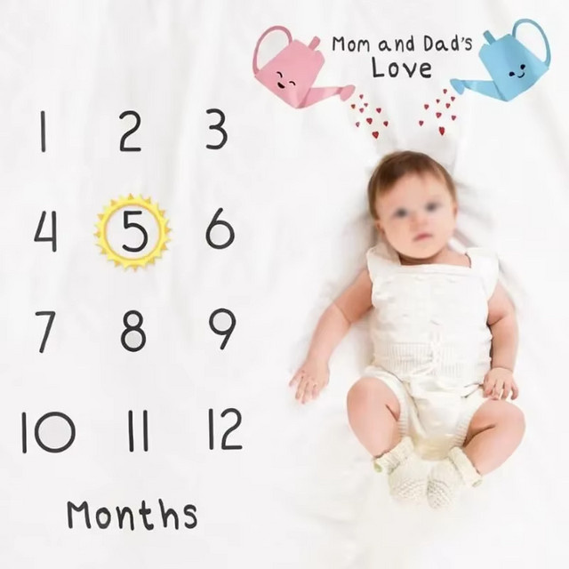 VIKAMA Baby Fotografie Requisiten Decke für Neugeborene als Monatliche Meilenstein Hintergrund in Weiß - Bild 1