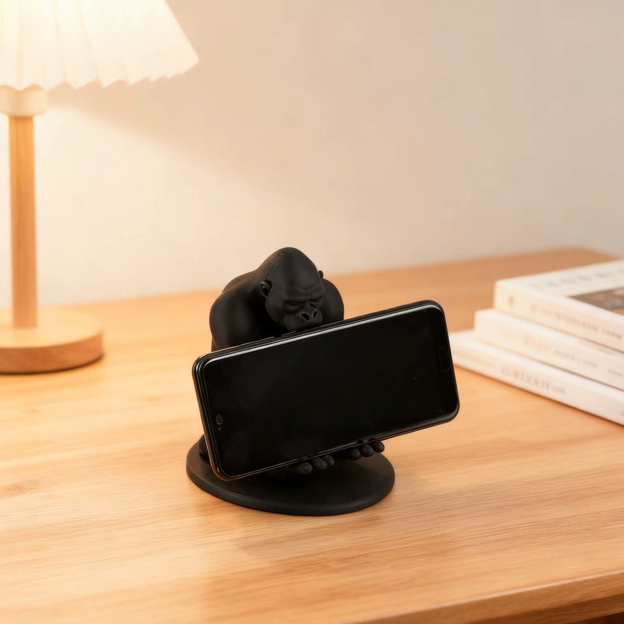 Gorilla-Telefonständer in mattem Schwarz mit lustigem 3D-Design für deinen Schreibtisch - Bild 3