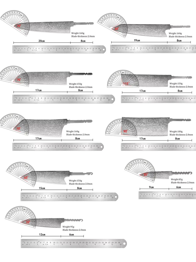Xituo Damaststahl Küchenmesser-Set in Silber, DIY-Messer mit 67 Schichten für Fleisch und Fisch - Bild 2
