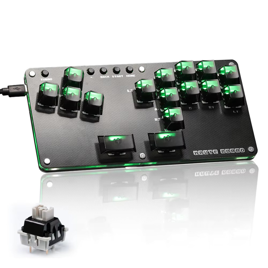 Haute42 Fightstick Hitbox Hebelloser Controller Mini Stickless Arcade Stick für PC, PS3, PS4 und Switch in Schwarz - Bild 3